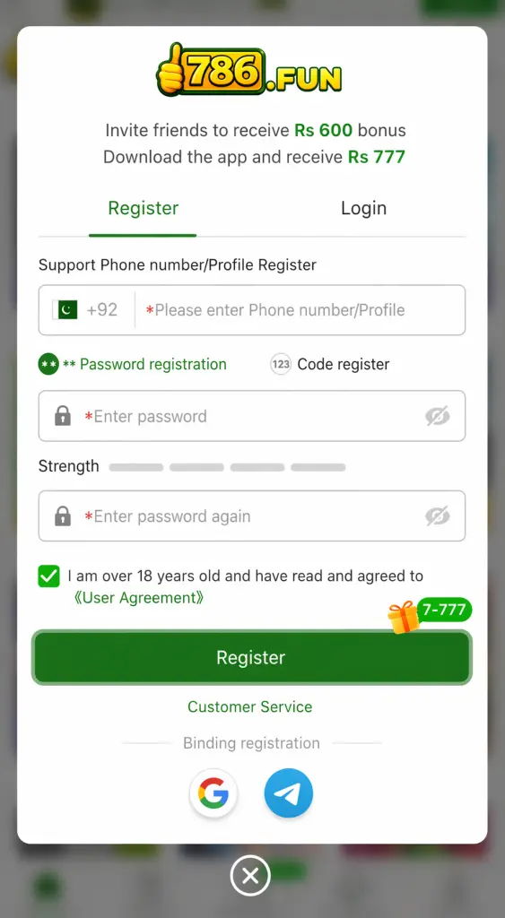 786 Fun Game Registration
