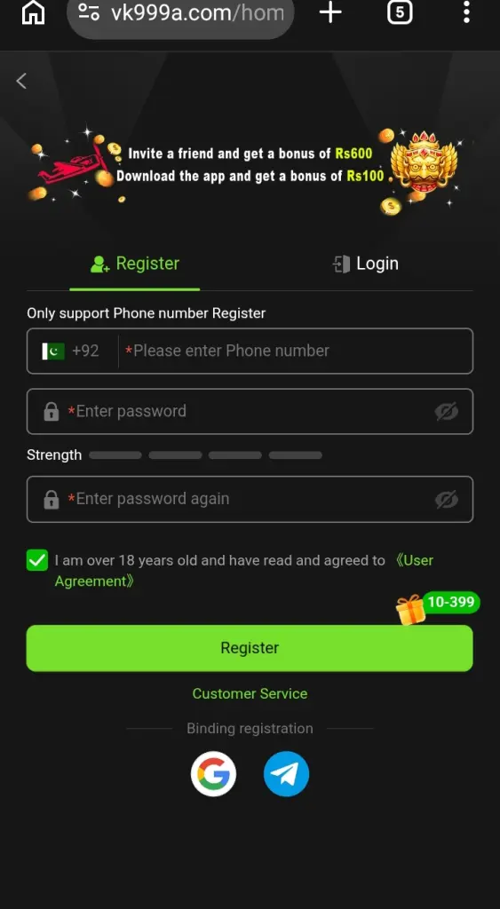 Vk999 Game Registration